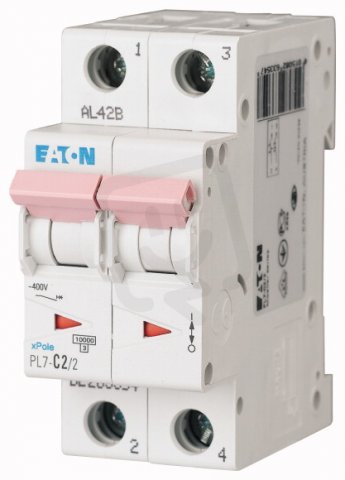 Jistič PL7-C2/2, char C, 2-pólový, 10kA, 2A EATON 263354