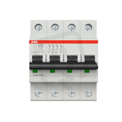 S204M-K8 4 fázový jistič 8 A char. K 10kA ABB 2CDS274001R0407
