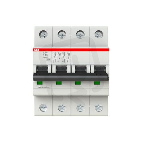 S204-D13 4 fázový jistič 13 A char. D 6kA ABB 2CDS254001R0131