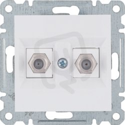 Zásuvka 2x F-konektor, bílá lesk HAGER WL3260