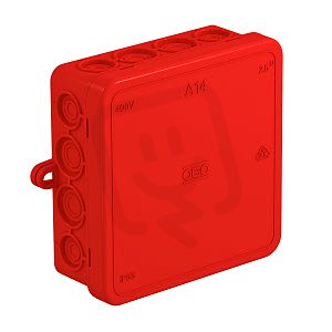 OBO A 14 HF RO Odbočné krabice bez svorkovnice 100x100x38 červená Polyetylén PE