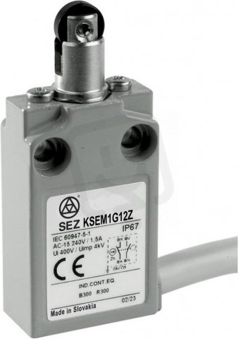 Koncový spínač kovový s přívodním kabelem, s kovovou kladkou KSEM1G12Z
