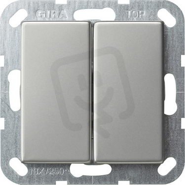 Tlačítkový spínač přepínač 2x System 55 nerez GIRA 0128600