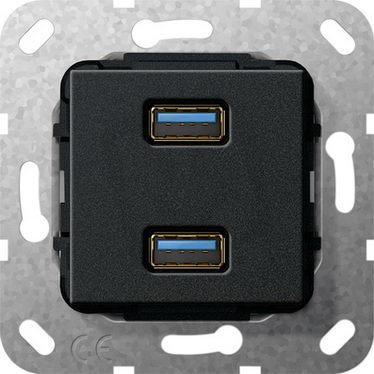 USB 3.0 A 2x Gender changer vložka černá m GIRA 568410