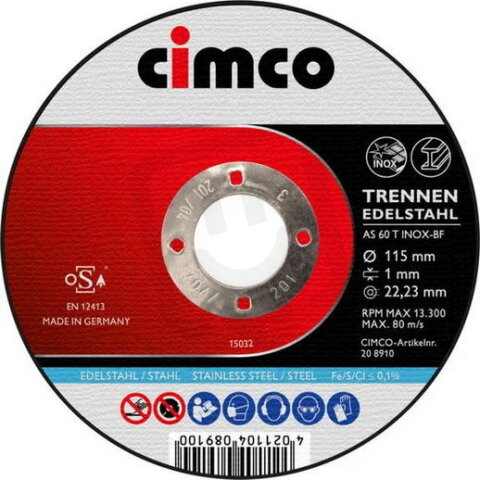 Korundový řezný kotouč na plech - 115 mm CIMCO 208910