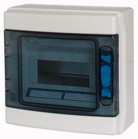 Eaton 174196 Rozvodnice NA omítku IP65,průhledné dveře,1 řada,8 modulů