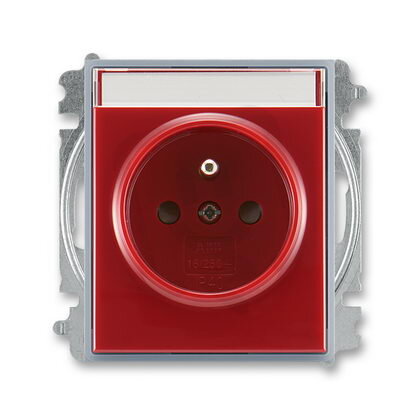 ABB ELEMENT Zásuvka  s víčkem karmínová/ledová šedá 5519E-A02352 24