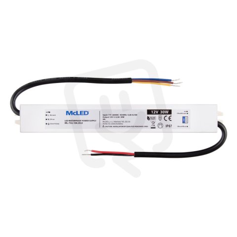Napájecí zdroj 30W, DC12V/2,5A, IP67, hliníkové provedení MCLED ML-732.104.39.0