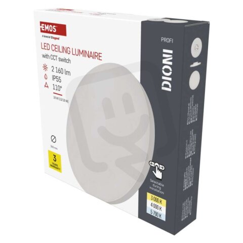 LED přisazené svítidlo DIONI kruhové, bílé, 18W, se změnou CCT EMOS ZM7151