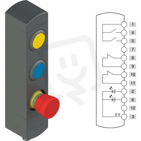 Ovládací jednotka BN 3 prvky (konfigurace A33) 1NO, Konektor M12,12 pólů, IP65