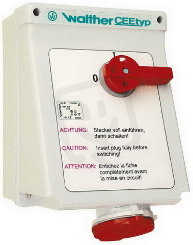 Nástěnná zásuvka 63A 5P110V 4h IP44, s 4pól. vypínačem, se zajištěním AE160504