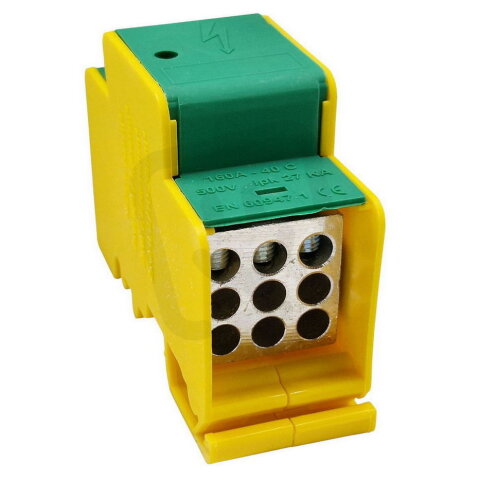 Distribuční blok DTB 120/9x16 žluto-zelený ELEKTRO BEČOV UB12016.24