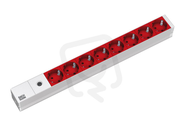 Bachman 333.410 19'' 1U 8xCEE7/3 red 1xfuse 10A power 2,0m IEC