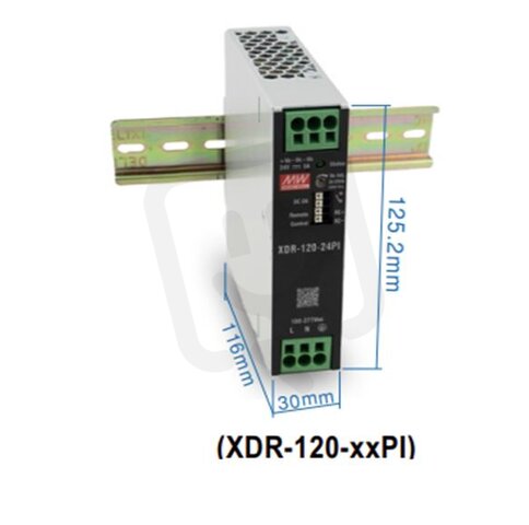 Napájecí zdroj na DIN 120W 36V MEAN WELL XDR-120-36PI