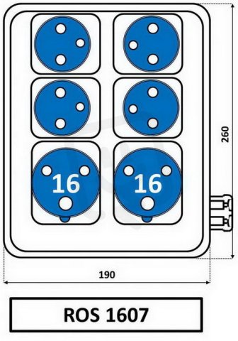 SEZ-CZ ROS 1607 Zás. roz.,  2 x IE 1632, 4x230V IP44