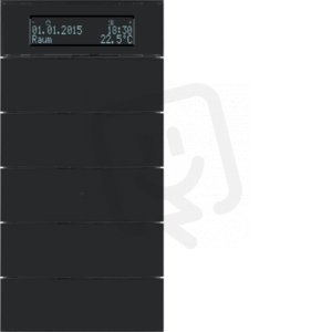 Tlačítkový senzor 5-násobný s termostatem a displejem IQ sklo, černá 75665592