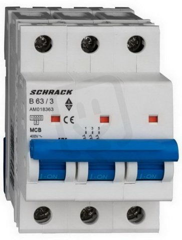 Instalační jistič AMPARO 10kA, B 63A, 3P SCHRACK AM018363--