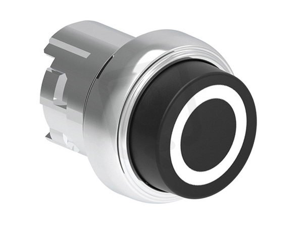 Lovato LPSB2102 Tlačítko s návratem kovové se symboly d22mm vystouplé 0 / černé