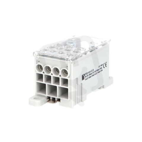 Blok pro rozdělení fází PVB 400-3/8 1pól. AL/CU 400A 690V šedý na DIN 1004081