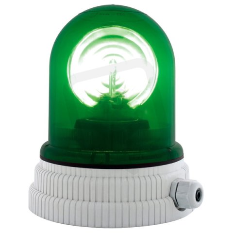 Maják rotační s vývodkou TYPE 200 240V, AC, IP55, zelená, světle šedá, halogen