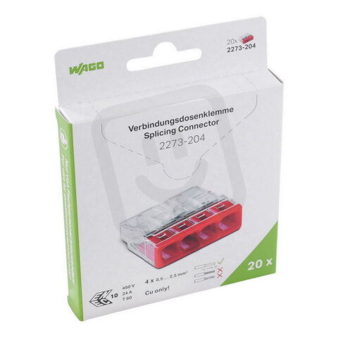 Instalační svorka PUSH WIRE, Pro plné vodiče, Max. 2,5 mm2, Transparentní