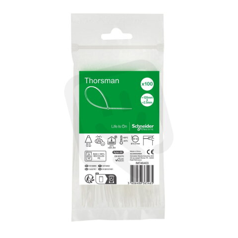 Stahovací páska, Thorsman, 120x2.5, čirá, balení 100 ks SCHNEIDER IMT46403