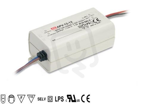 Napájecí zdroj pro LED 12W 24V 500mA MEAN WELL APV-12-24