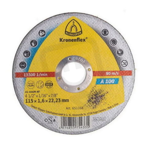 Kotouč řezný A 100 115x1,6x22,2 mm KLINGSPOR KLI651168