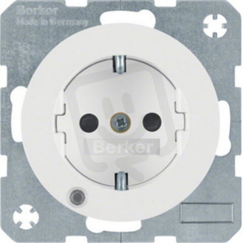 Zásuvka SCHUKO se signalizační LED, R.1/R.3, bílá lesk HAGER WLS1463WG