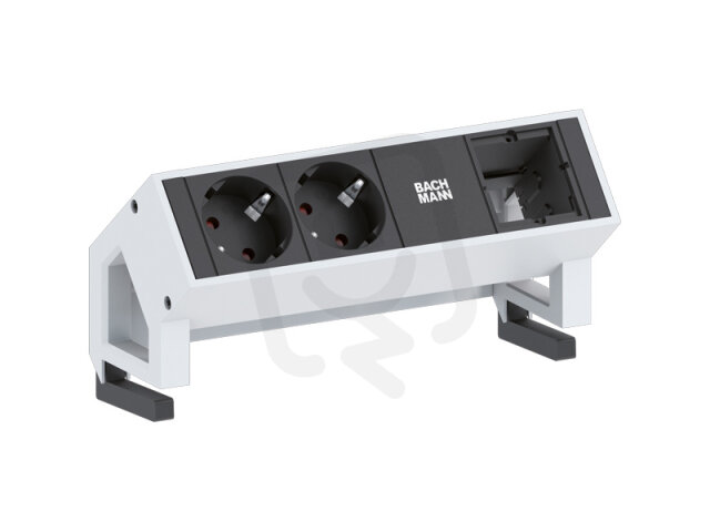 Bachman 902.203 DESK2 2xSchuko 1xCM 0,2m GST18 RAL9010