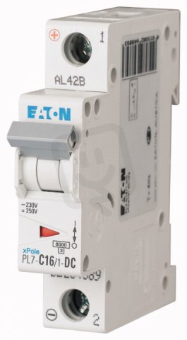 Jistič PL7-C16/1-DC-DC, char. C, 1-pólový, 10kA, 16A EATON 264889