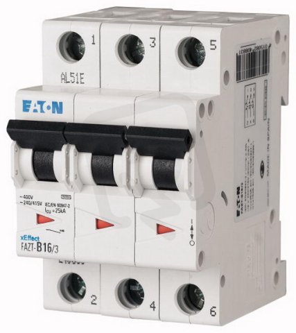 Eaton 240890 Jistič FAZT,char C,3pólový,Icu=25kA(ČSN EN 60947-2),In=6A FAZT-C6/3