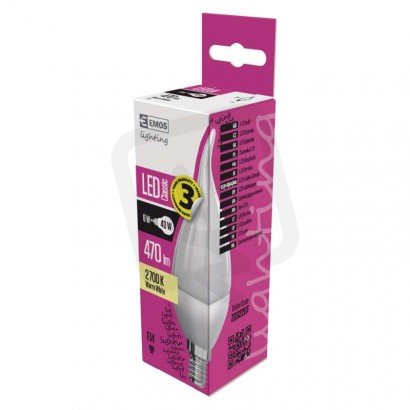 LED CLS CANDLE TAIL 5,2W(40W) 470LM E14 WW /1525731219/ EMOS ZQ3220T