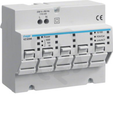 Hager VZ325M Switch, master, 5x port RJ 45, 6 mod.
