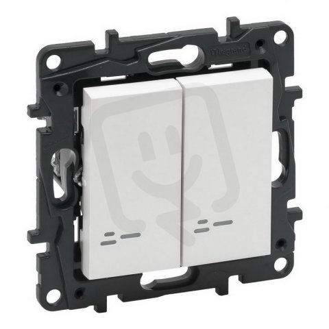 NILOÉ STEP STŘÍDAVÝ PŘEPÍNAČ 6+6 PODSVĚTLENÝ BÍLÁ LEGRAND 863118