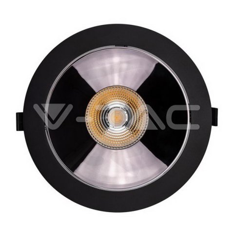 V-TAC LED Downlight 30W COB Reflector Black Housing 3000K