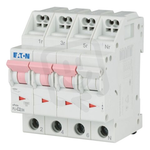 PLI-C2/3N Jistič PLI (bezšroubové svorky nahoře) char C 3+N-pólový 10kA 2A