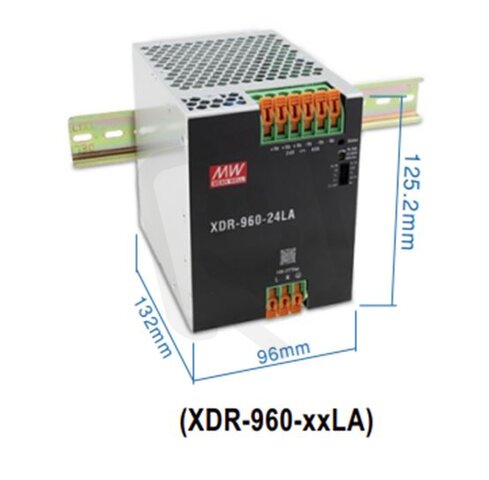 Napájecí zdroj na DIN 960W 24V MEAN WELL XDR-960-24LA