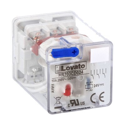 Lovato HR703CD024 Průmyslové relé 11 pinů 3 zap/vyp 10A 24VDC+LED