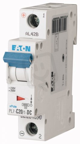 Jistič PL7-C20/1-DC-DC, char. C, 1-pólový, 10kA, 20A EATON 264890