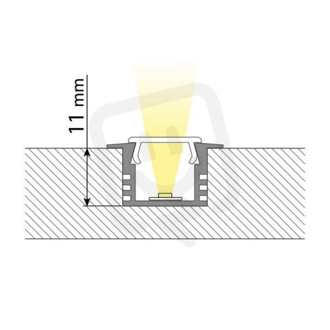 Vestavný hliníkový profil VL, 22x13 mm, mléčný difuzor, komplet, 1 m