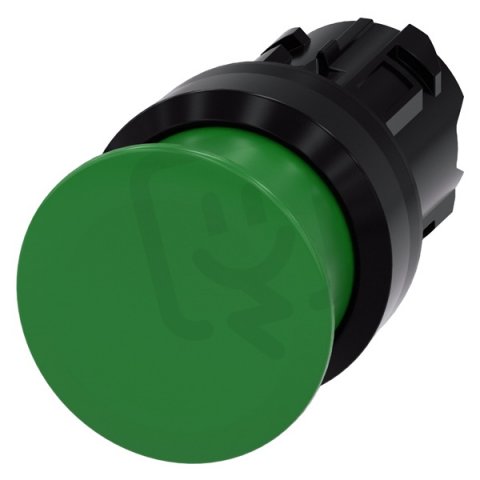 hřibové tlačítko, 22 mm, kulaté, materiál: plast, barva: zelená, 30 mm, vratné