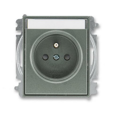 ABB TIME Zásuvka chráněná s clon. s popis. polem antracitová 5519E-A02352 34