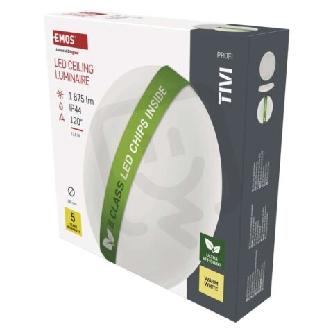 LED přisazené svítidlo TIVI B CLASS kruhové bílé 12,5W IP44 teplá EMOS ZM3418