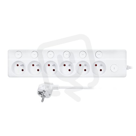 6z prodlužovací přívod, 3m, 3 x 1mm2, bílý, 7x vypínač SOLIGHT PP161