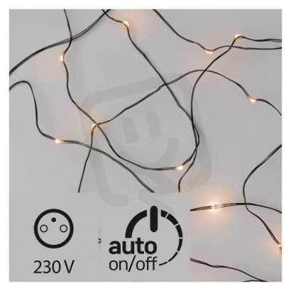 LED vánoční řetěz zelený nano, 4m, IP44, jantarová, časovač