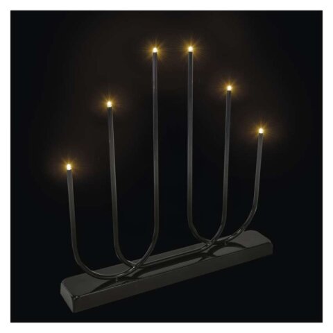 LED svícen kovový černý, 40 cm, 2x AA, vnitřní, teplá bílá EMOS DCAW24