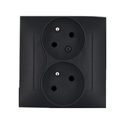 Zásuvka dvojnásobná s uzemněním, pootočená 16A, 250V~, černá matná DGZ2TS/49