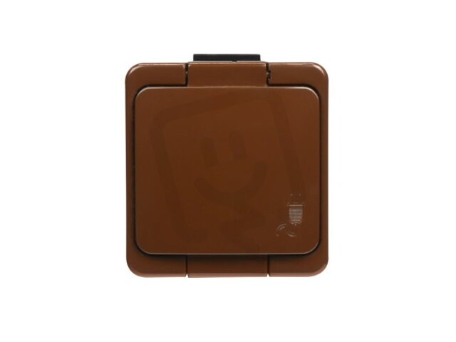 NT-16S zásuvka jednonásobná 2p+Z 16A/250V s víčkem IP44 hnědá ABEX