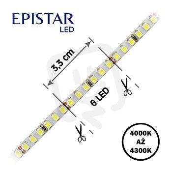 LED pásek 180LED/m, 3528, IP20, 4000-4300 K, bílá, 24V, šíře 5mm, 5m 4738196-60